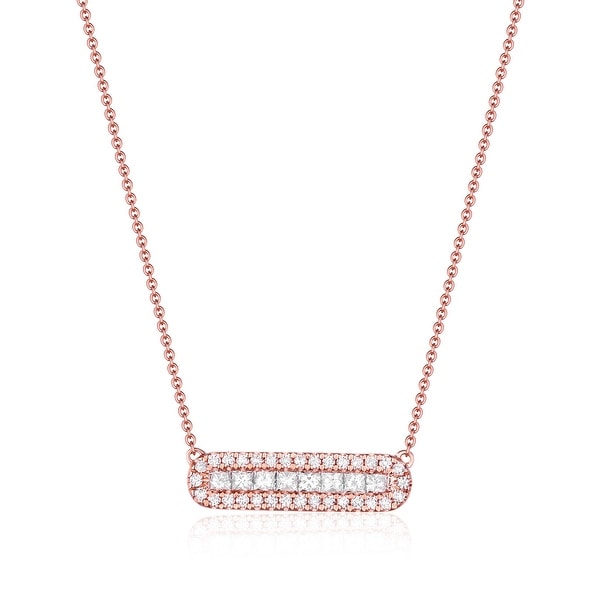 Fabulolus 0.56Ct Round/Princess Cut G-H/SI1 White Diamond Necklace
