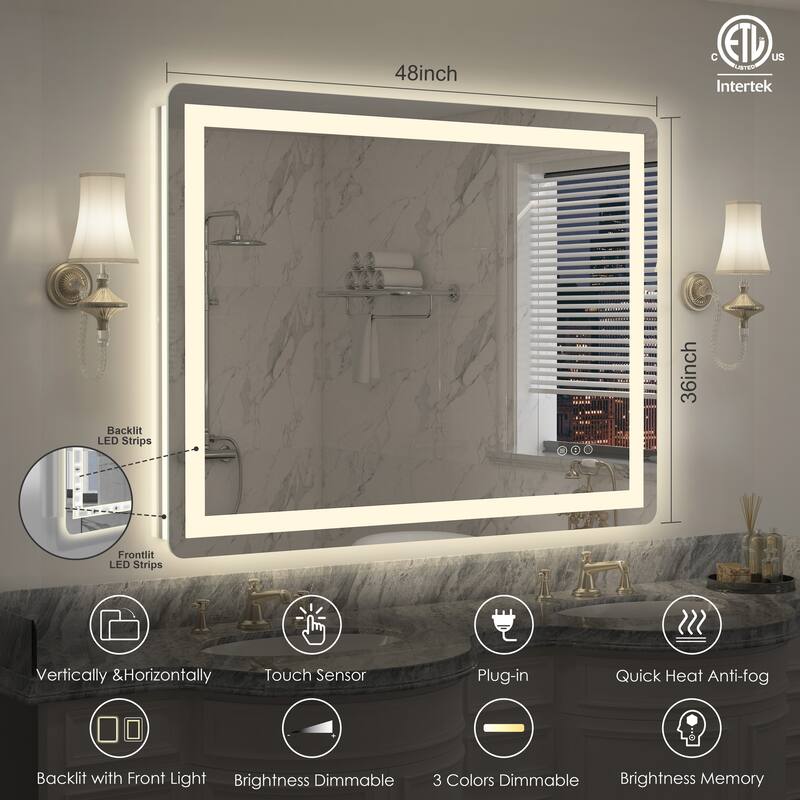 QuivaraView Frameless Front and Back LED lighted Vanity Mirror