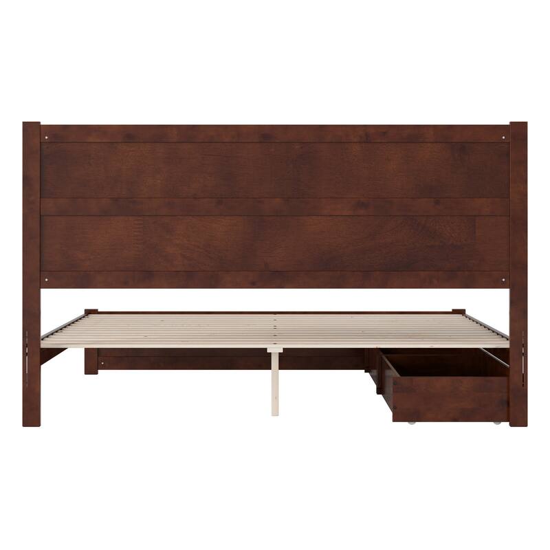 Aveline Wood Platform Bed with Matching Footboard & Storage Drawers