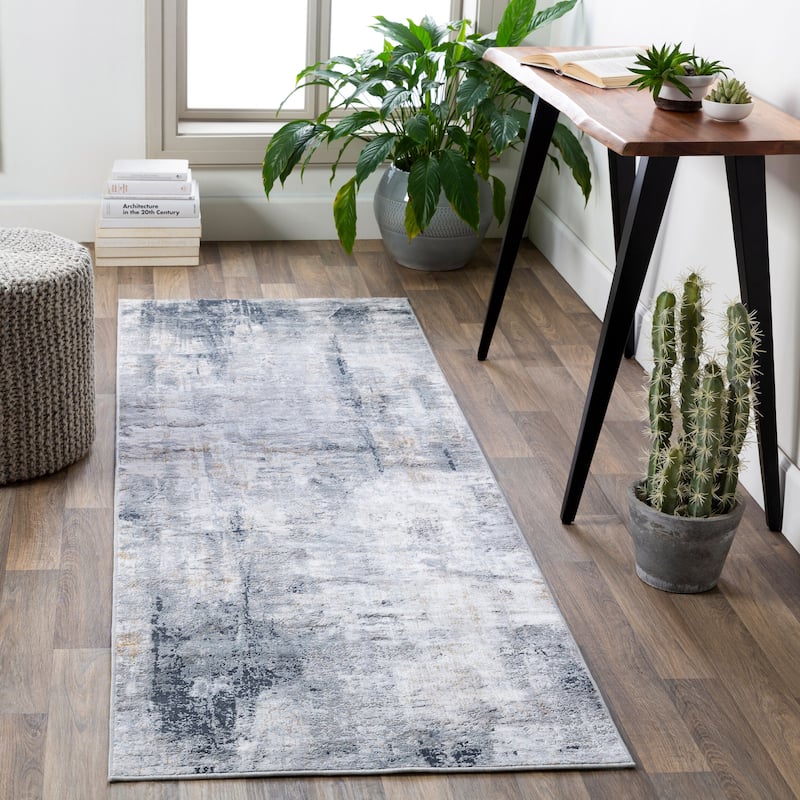 Livabliss Farmhouse Milano Abstract Area Rug - 2'7" x 7'7" - Light Grey