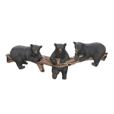 Bear Trio Hooks Wall Plaque - 18.25" - Black