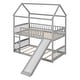 preview thumbnail 8 of 8, Multifunctional Twin Over Twin Bunk Bed with Slide and Ladder,House Bed with Roof