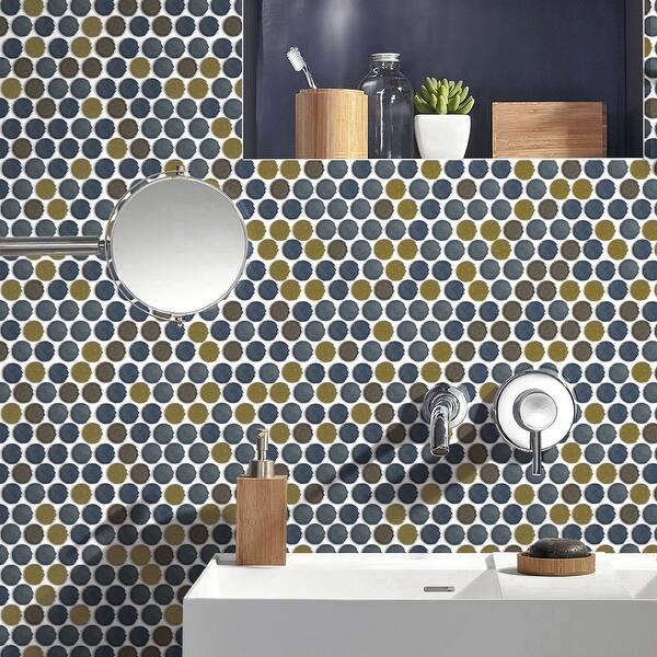 TileGen. Mix Glazed 0.8 x 0.8 Porcelain Penny Round Mosaic Tile in Multi  Blue Floor and Wall Tile (10 sheets/9.8sqft.) - Bed Bath & Beyond - 32168526