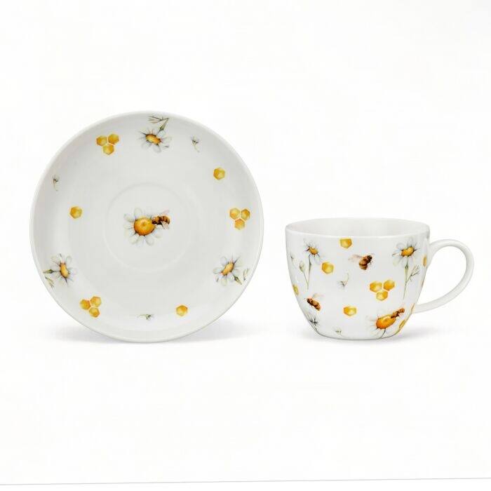 STP Goods 13.5oz Honey Bee Tea Coffee Cup & Saucer Set of 2