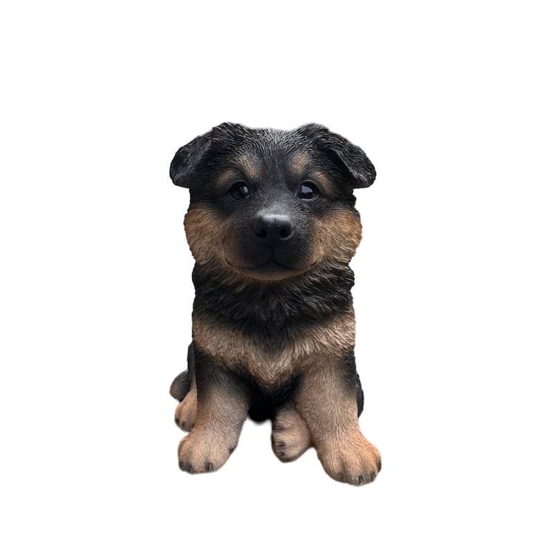 German Shepherd Outdoor Garden Statue - 10.5" - Black and Tan