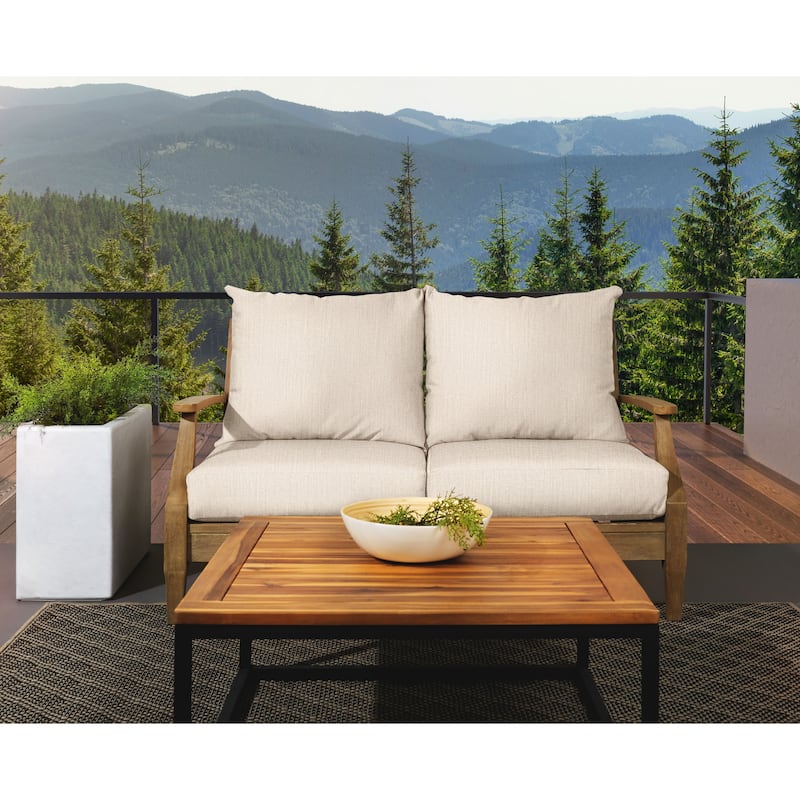 Sorra Home Sunbrella Outdoor Loveseat Pillow and Cushion Set - 30 in W x 27 in D x 5 in H - Pumice