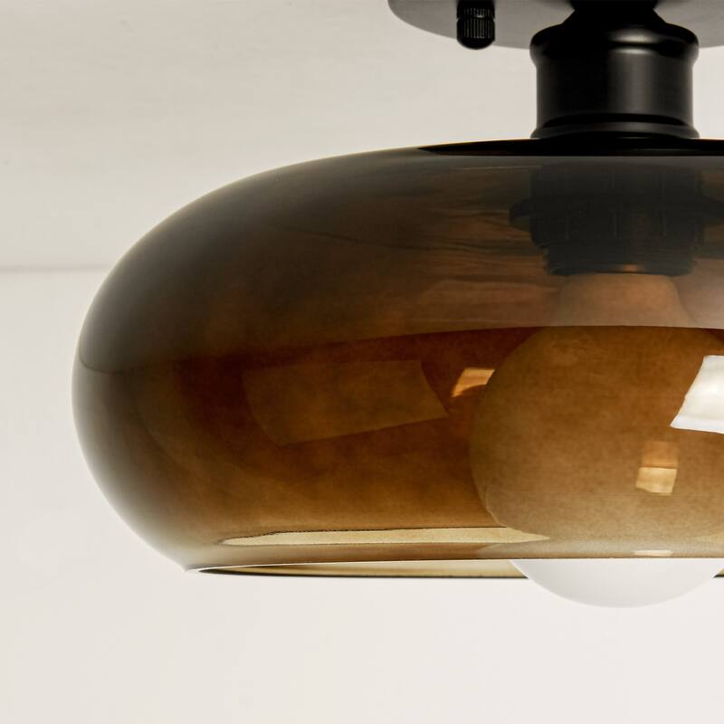 10.4" 1-Light Modern Bowl-Shaped with Brown/Milk White Glass Shade Wall Sconce for Hallways, Bedroom