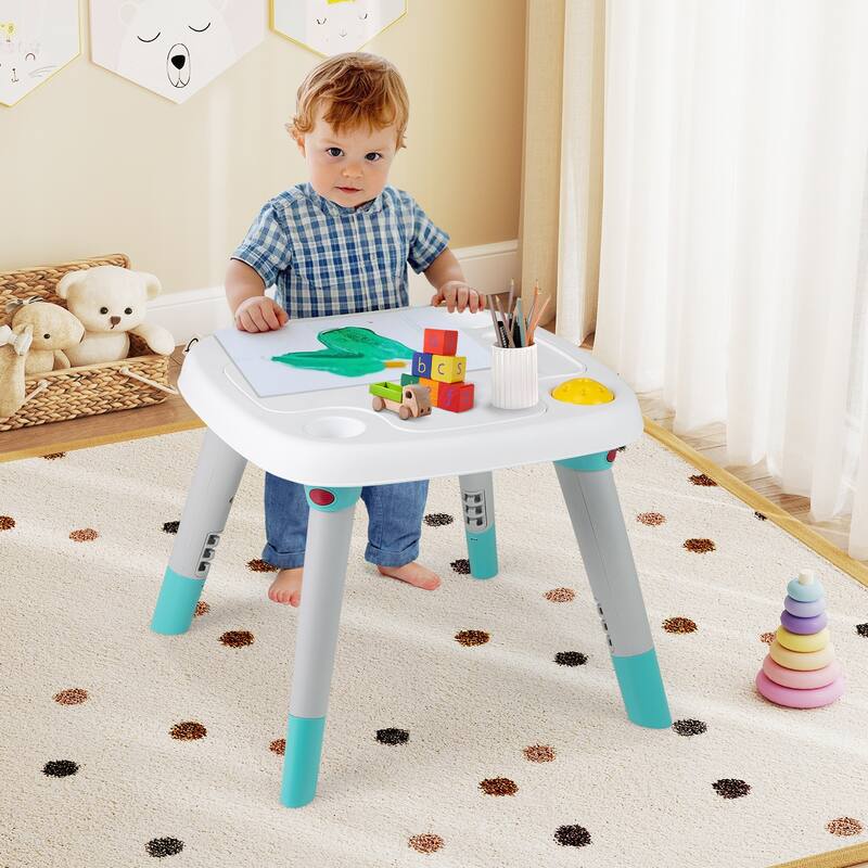 Multicolor 6-in-1 Kids Activity Center with Rotating Seat, Toys and Adjustable Board - 24" L × 24" W × 27" H