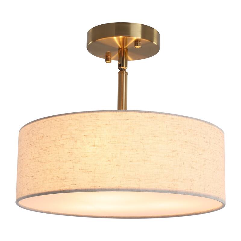 3-Light Classic Hanging Semi Flush Mount Ceiling Light Fixture with Rattan Cover for Kitchen Island