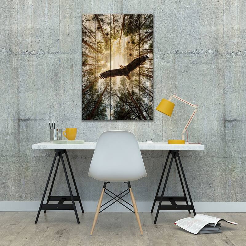 Master Of Heaven Bold Eagle Print On Wood by Nik Rave - Multi-Color
