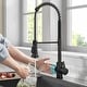 preview thumbnail 81 of 139, Kraus Britt Commercial 3-Function 1-Handle Pulldown Kitchen Faucet KSF-1691 - 22 1/4" Height - MB - Matte Black