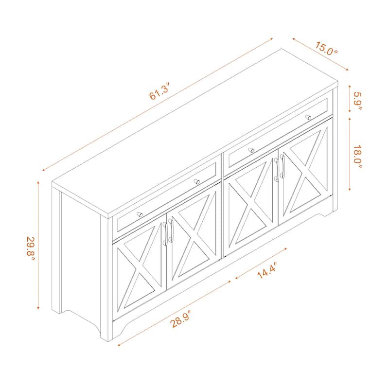 Framehouse 61'' TV Stand for TVs up to 70", Media Console Table, TV Cabinet