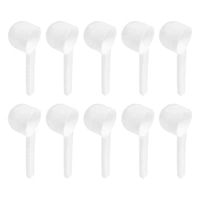 10Pcs Plastic Measuring Spoons Powder Scoops Spoon Round Bottom, 5g White