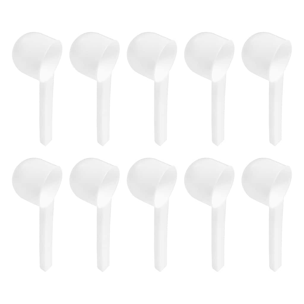 10Pcs Plastic Measuring Spoons Powder Scoops Spoon Round Bottom, 5g White