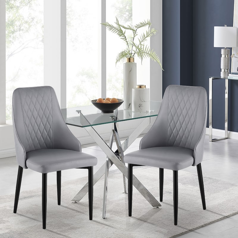 Faux Leather Upholstered Dining Chairs Set of 2 - 35.63"H x 17.72"W x 17.32"D