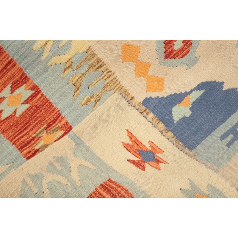 Hand Woven Oriental 100% Wool Carpet Southwestern Tribal Multi-Colored Kilim Area Rug - 9' 2'' X 6' 0''
