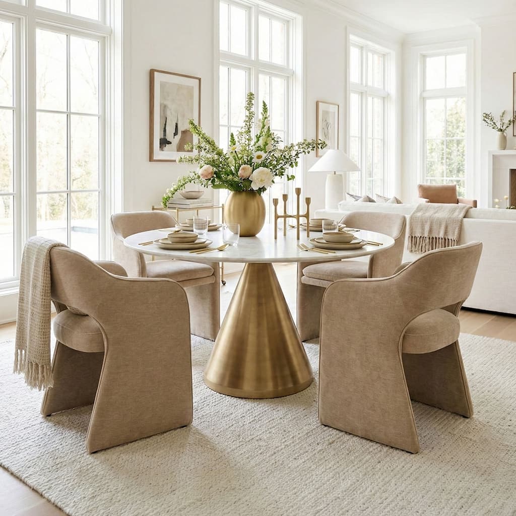 19" Seat Height Upholstered Chenille Dining Armchair (Set of 4)