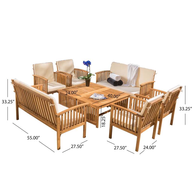 Carolina Acacia 8-piece Outdoor Sofa Set by Christopher Knight Home