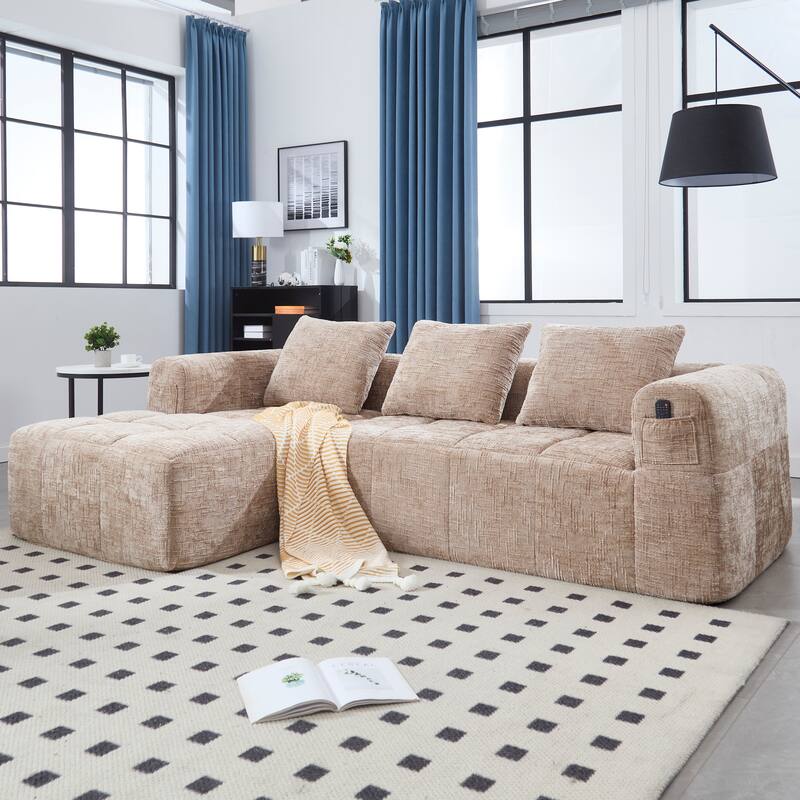 Chenille Fabric Modular L Shaped Sectional Sofa,Free Combination