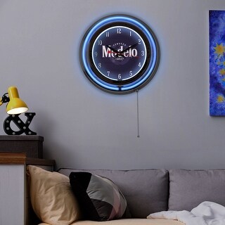 Modelo Retro Round Neon Wall Analog Clock with Pull Chain - 14.5" - 14. ...