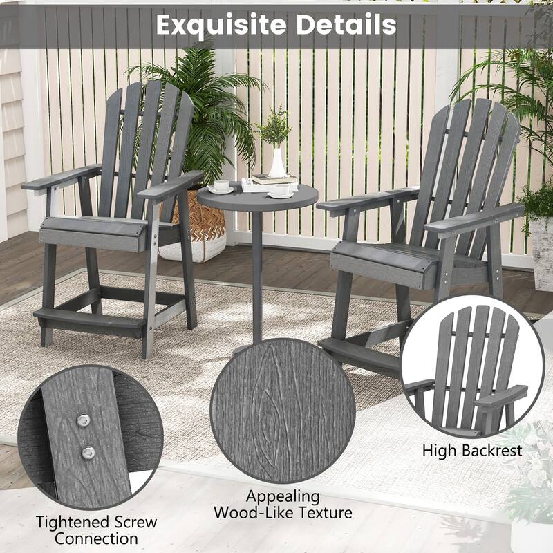 Gymax 2PCS Bar Stool HDPE Chair w/ Armrest Footrest Home Indoor