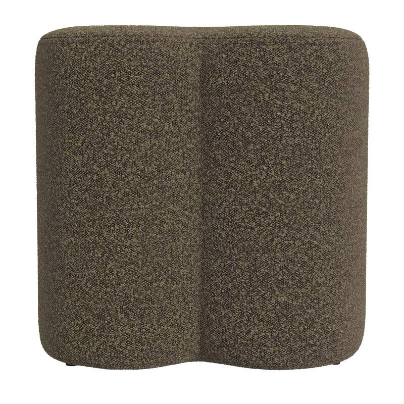 Ace Accent Ottoman with Clover Shape in Dark Brown Boucle, 18 Inch