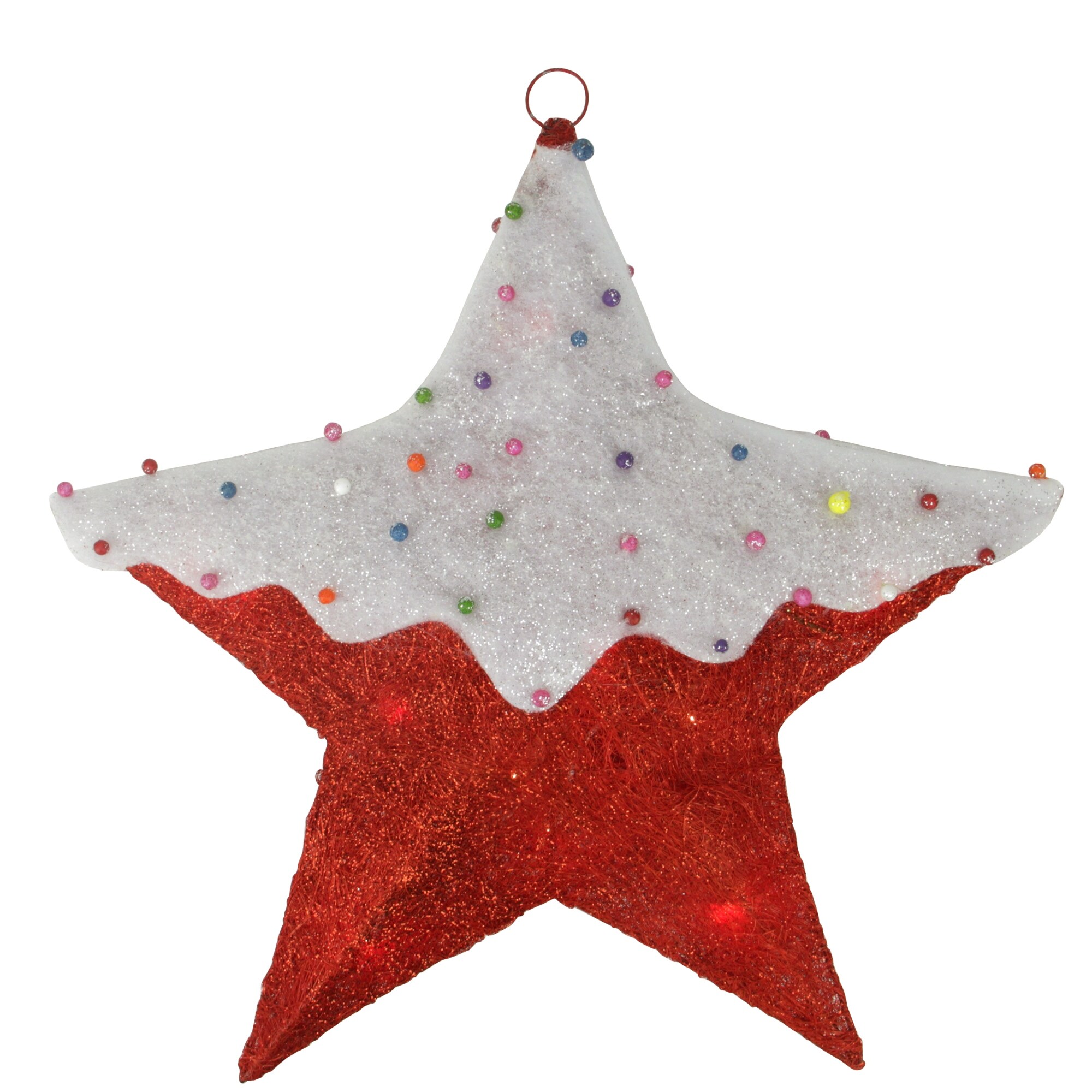 Shop 18 Red Lighted Snowy Candy Covered Sisal Hanging Christmas