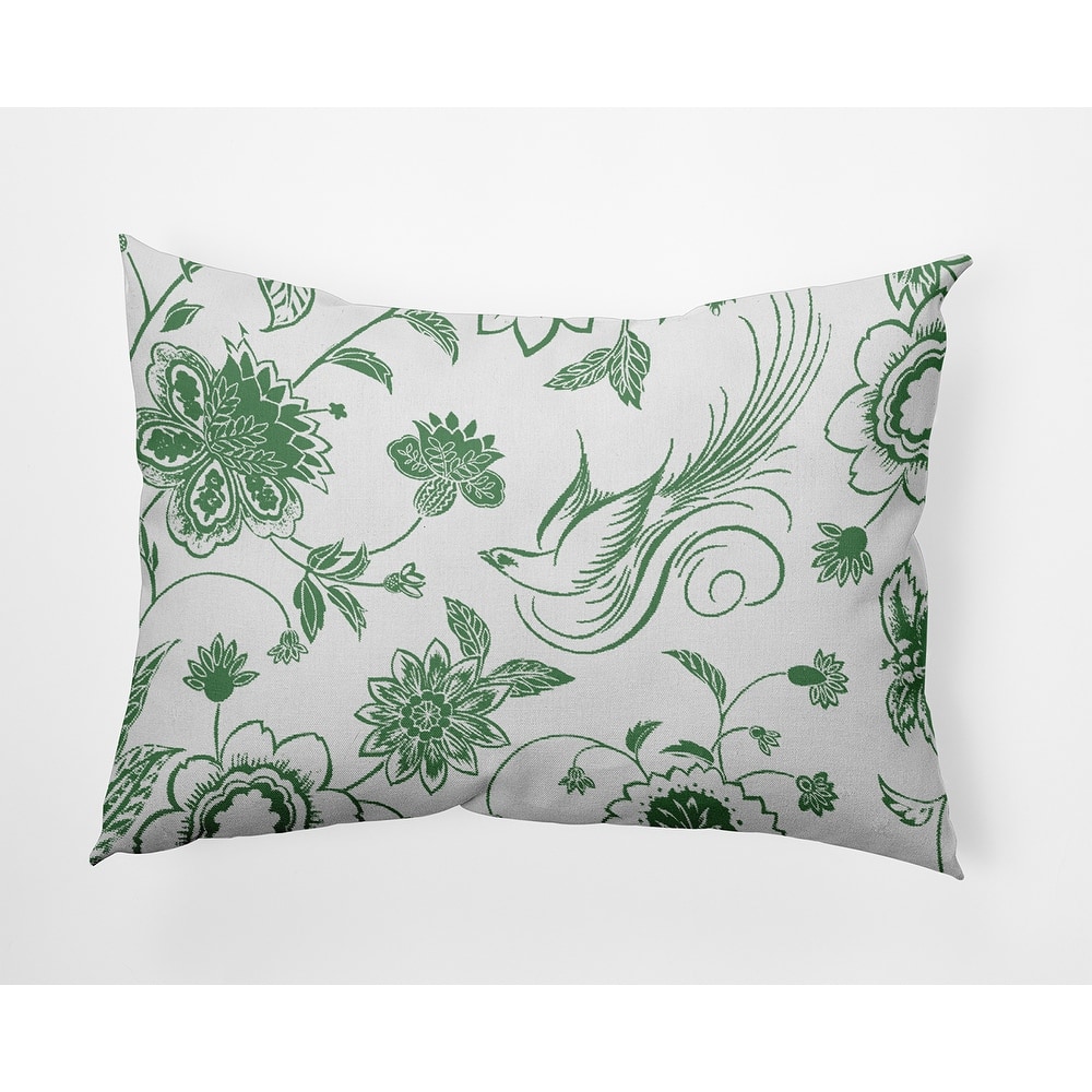 Traditional Bird Floral Indoor/Outdoor Throw Pillow