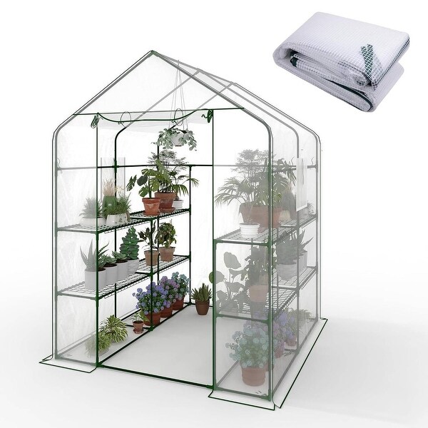 Portable Outdoor 3-Tier 12-Shelf Walk-in Greenhouse