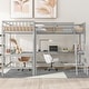 preview thumbnail 1 of 7, Wood Twin Size L-Shaped Loft Bed with Ladder and 2 Built-in L-Shaped Desks Grey