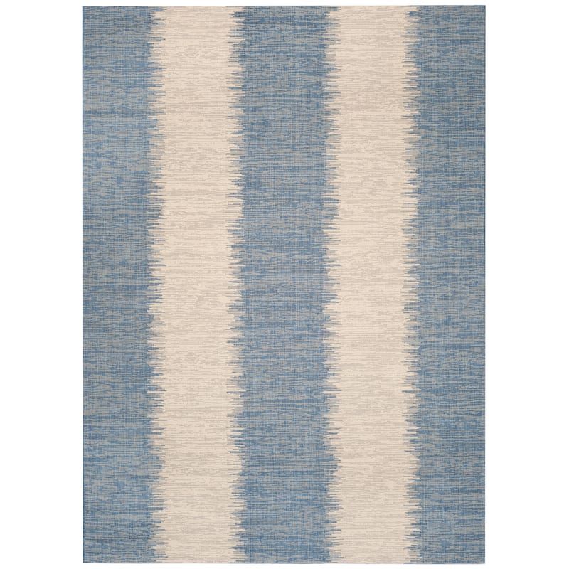 SAFAVIEH Courtyard Elizaveta Indoor/ Outdoor Rug - 5'3" x 7'7" - Beige/Blue