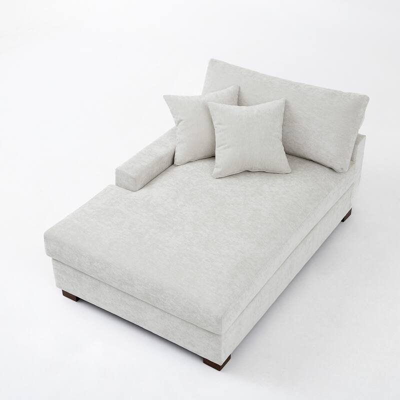 Oversized Chenille Modular Chaise Lounge With Deep Seat