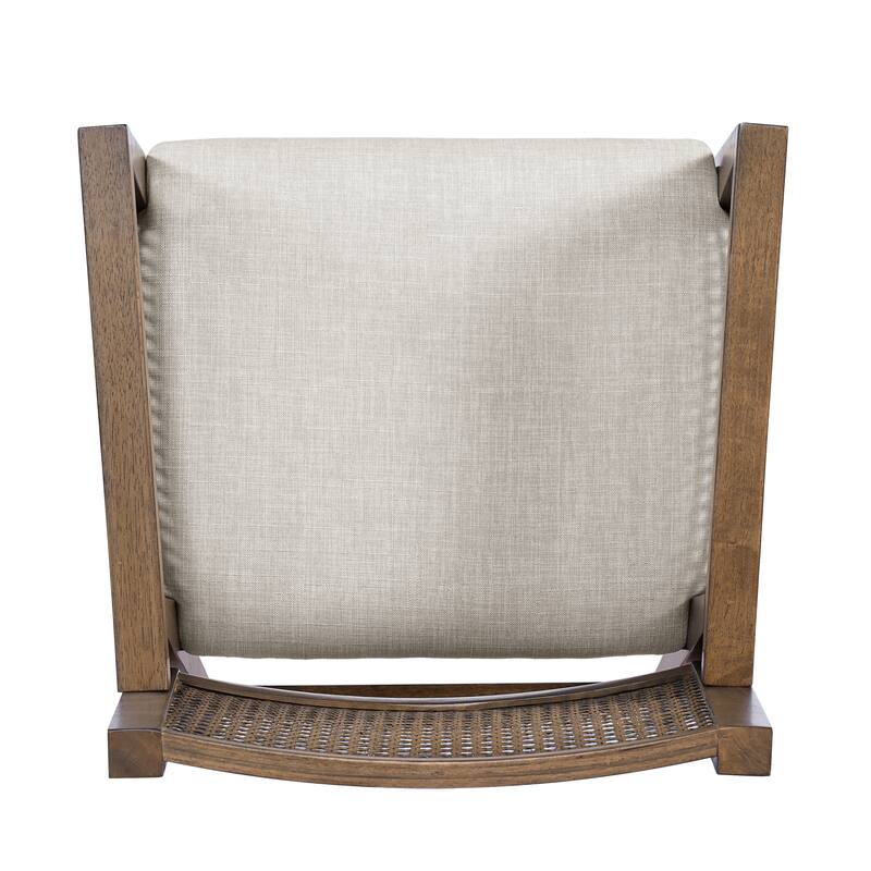 Christopher Knight Home - French Country Wood & Rattan Counter Stools with Upholstered Seat and Arms - Set of 2