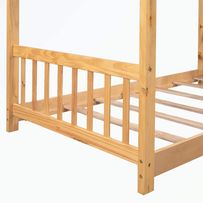 Twin Size House Platform Bed with Headboard and Footboard