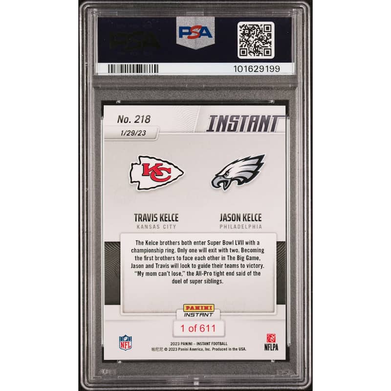 Jason Kelce 2022 Panini Instant Signed Football Card #218 Auto PSA 9 101629199 - 8' x 11'