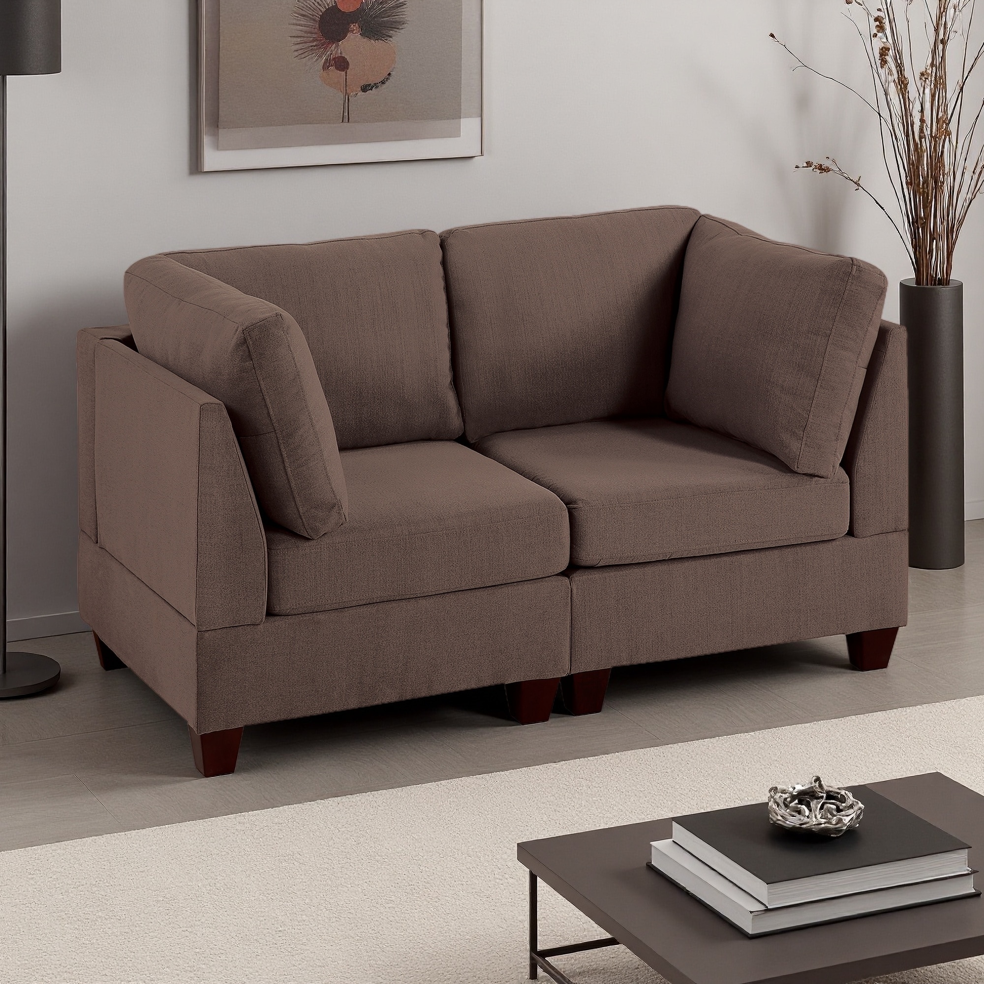 Chenille Armless Modular Corner Sectional Sofa (2 Pieces)