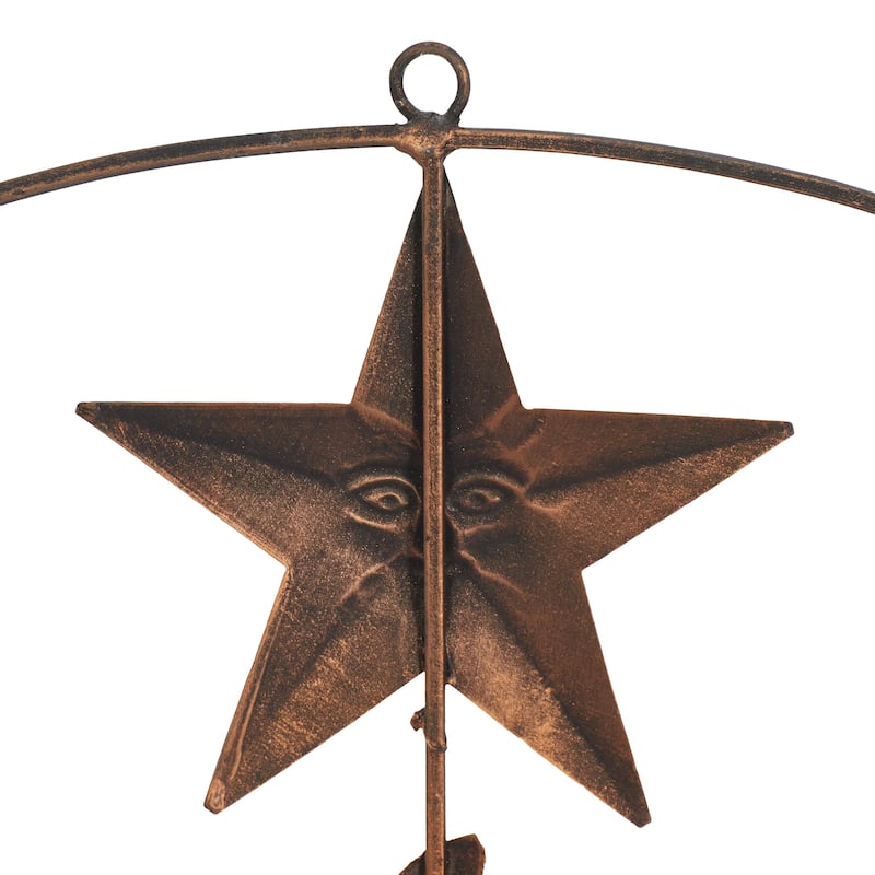 Metal Sun and Moon Indoor Outdoor Home Wall Decor with Stars - Bronze - Roche River Decor