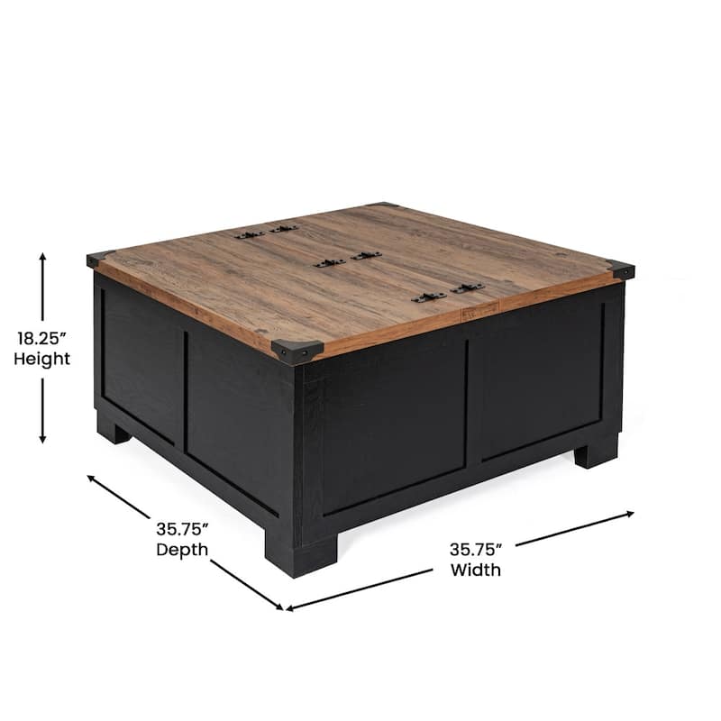 Modern Farmhouse Coffee Table with Hidden Interior Storage On Sale