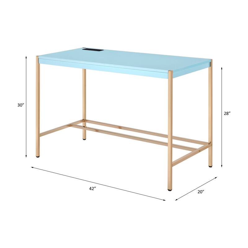 Midriaks Blue & Gold Finish Writing Desk W/USB
