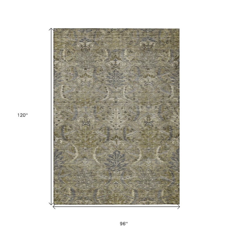 HomeRoots Damask Transitional Rectangle Outdoor Rug
