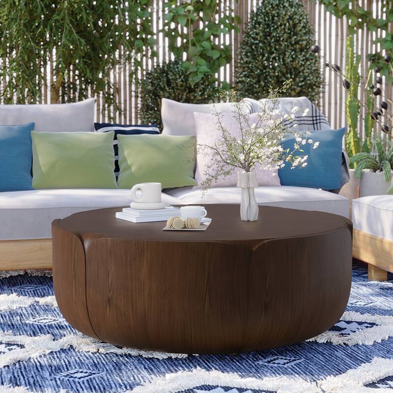 GDFStudio Evandor Tulip-Shaped Magnesium Oxide Coffee Table for Indoor and Outdoor