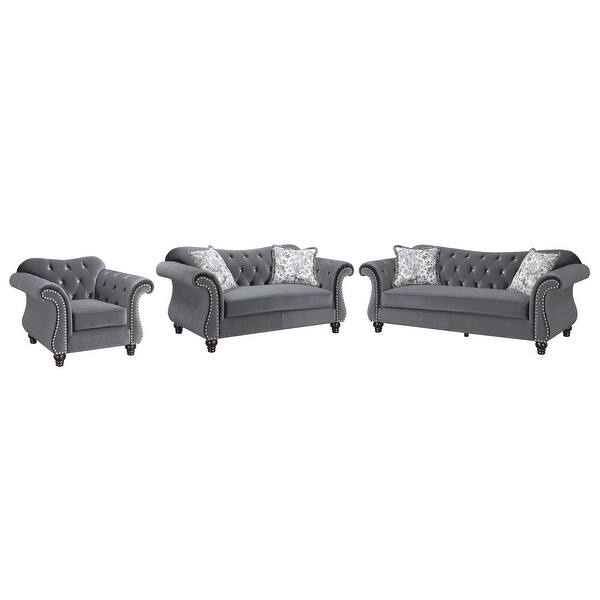 Shop Black Friday Deals On Furniture Of America Tese Traditional Purple Fabric 3 Piece Sofa Set Overstock 11502096 Grey