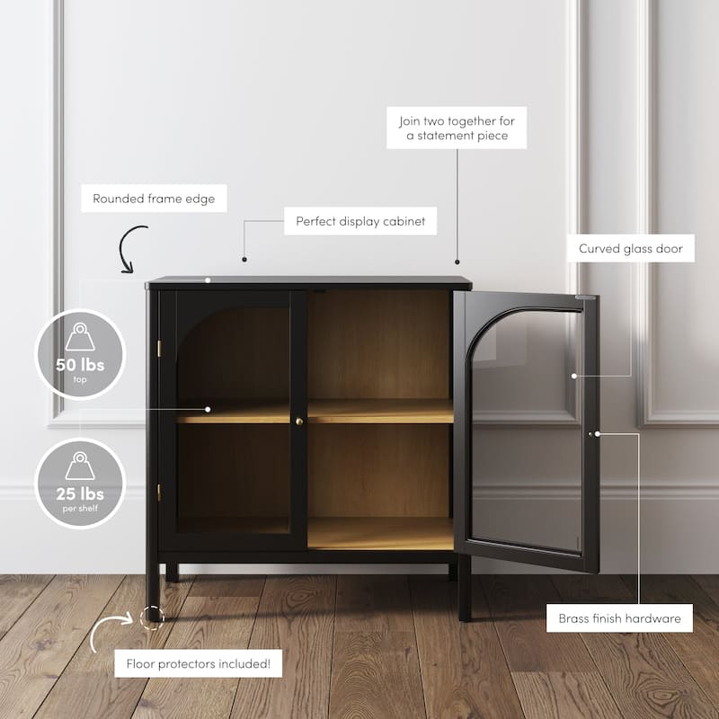 Nathan James Mason Sideboard Buffet with Glass Doors and Adjustable Shelves