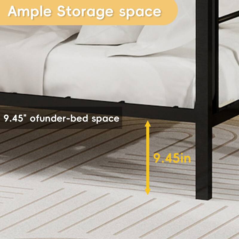 Multi-Functional Metal Bunk Bed, No Box Spring Needed, Bunk Bed Frame for Aldults Dorm Bedroom Guest Room