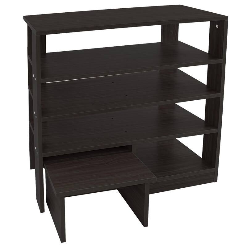 HELLO LAURA Farmhouse 4 Tier Wood Shoe Rack for Entryway Black