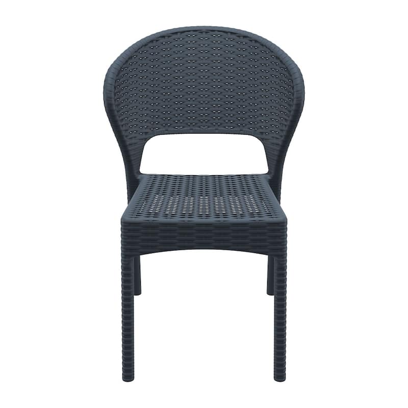 32" Gray Patio Wickerlook Stackable Dining Chair
