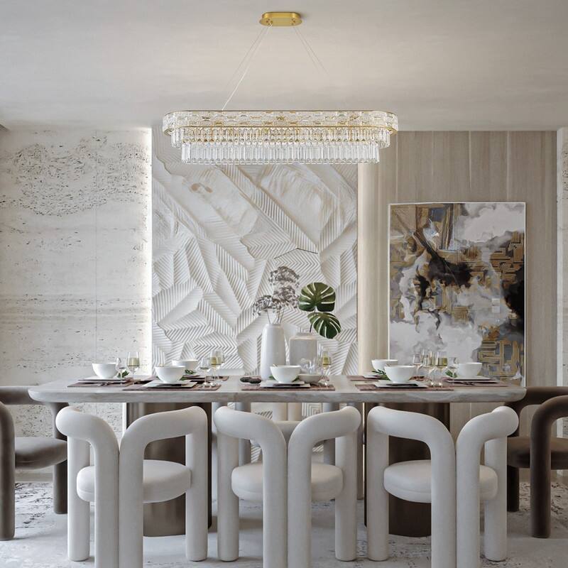 KAYLA Crystal Chandelier - Large K9 Crystal Pendant Light for High Ceilings, Entryway, Foyer, Dining Room & Living Room