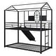 preview thumbnail 13 of 16, Modren Twin Over Twin Metal Bunk Bed House Bed With Slide,Solid Construction for Bedroom