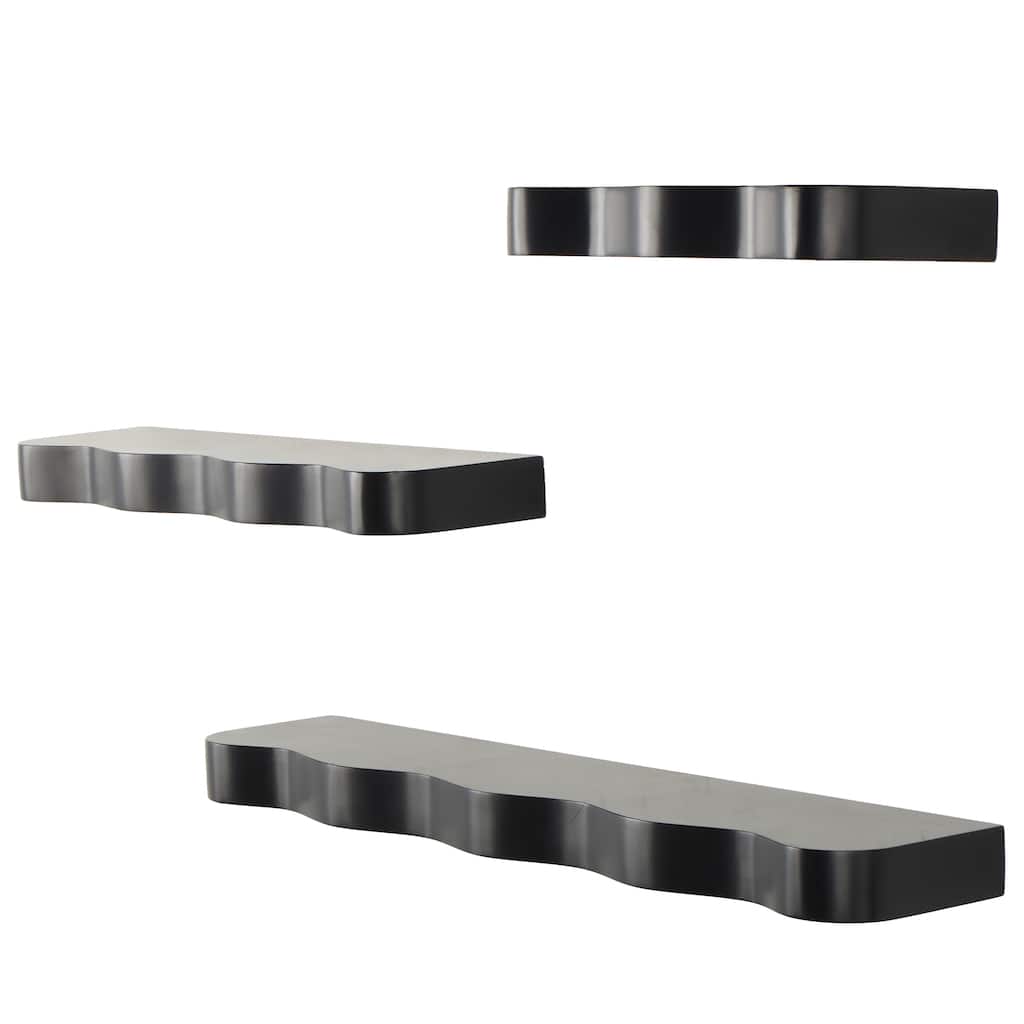 Wood Handmade Wall Shelf with Various Sizes - Set of 3 Black or Brown - Roche River Decor