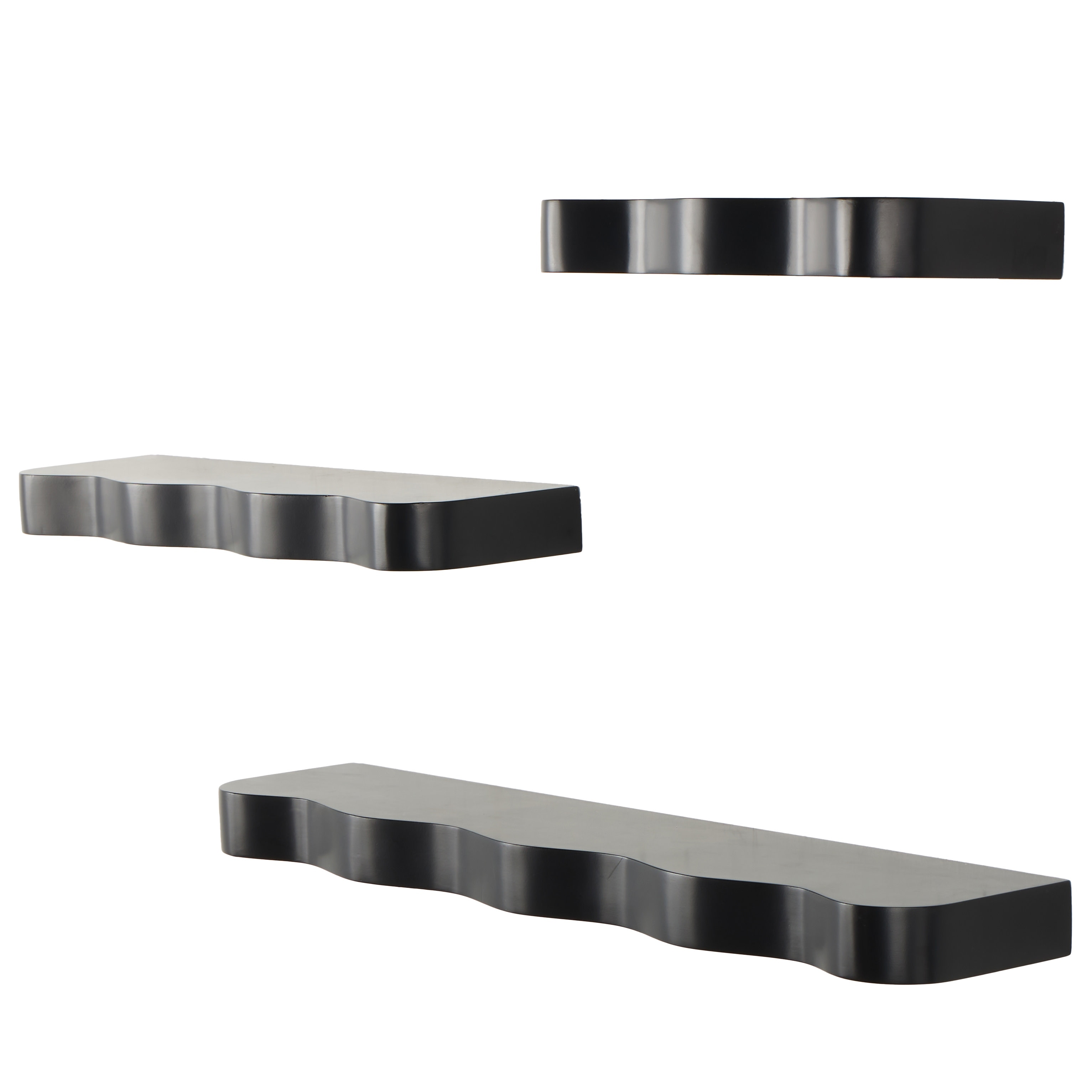 Wood Handmade Wall Shelf with Various Sizes - Set of 3 Black or Brown - Roche River Decor